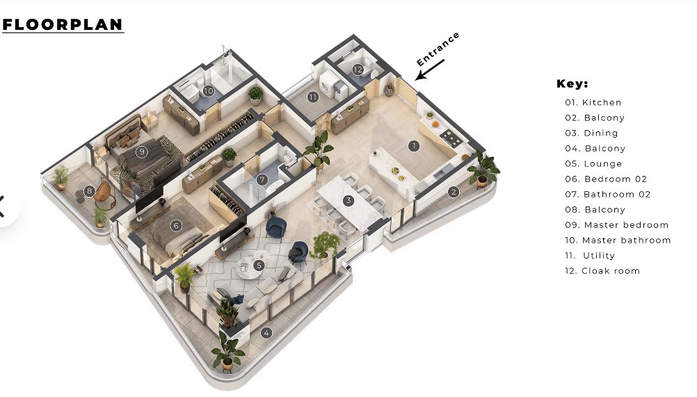 2 bd floor plan